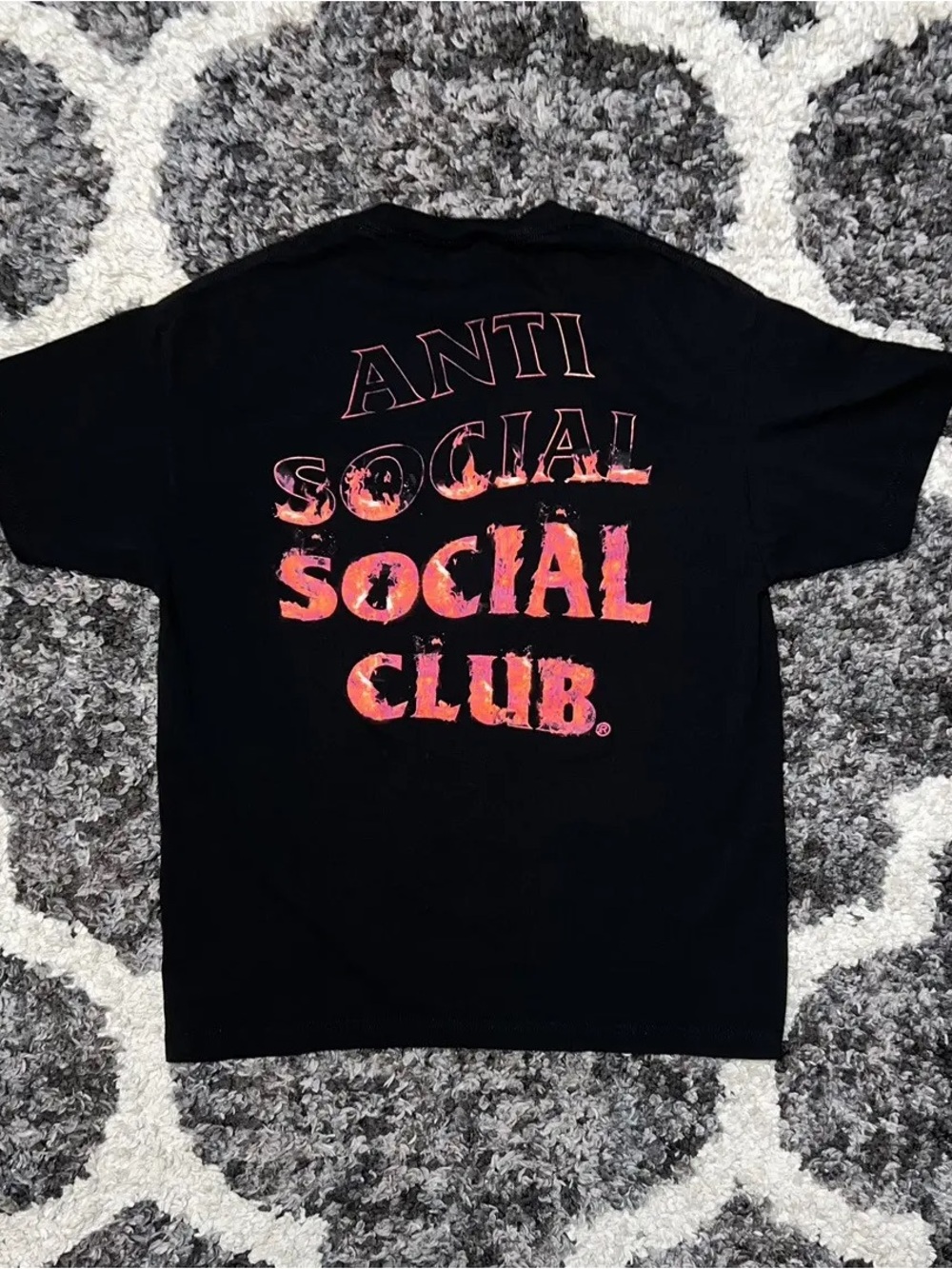 Anti Social Social Club Black/Pink Flames Short Sleeve Tee Size Medium
